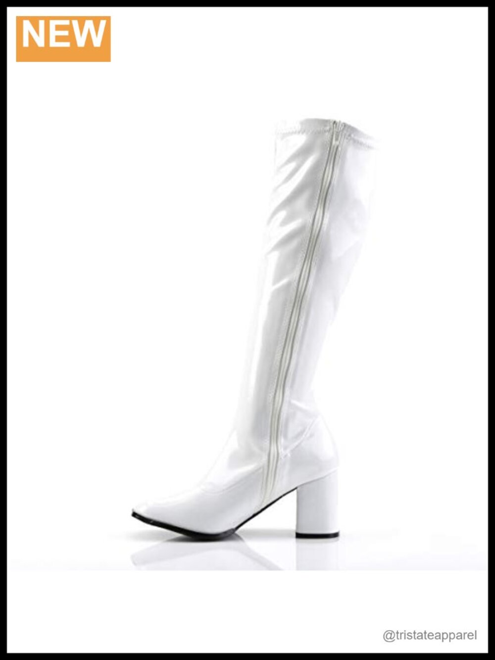 Knee High Boot Square Toe Block Heel Zip - Picture 3 of 5
